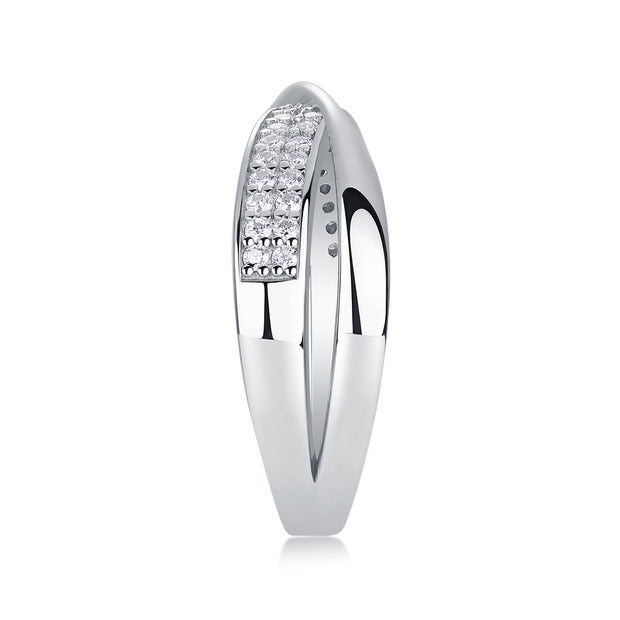 Dexterous Encircle - Set With Top-quality Moissanite S925 Silver And Platinum-plated Diamond Wedding Ring. The Ring Can Be Inspected With A Diamond Pen