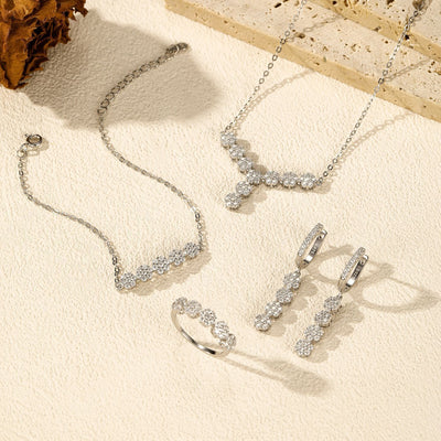 S925 Sterling Silver Light Luxury Full Diamond Flower Ring