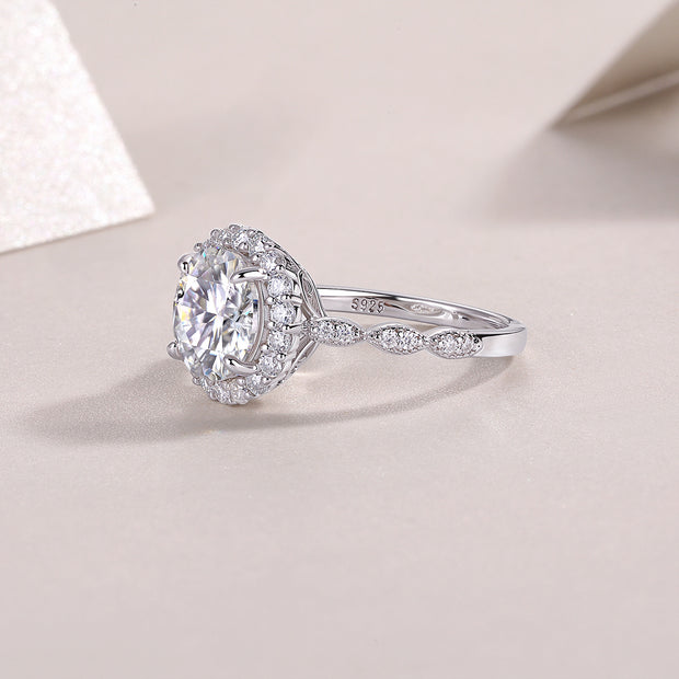 Star-studded - A Wedding Ring Set With Top-quality 3-carat Moissan S925 Silver And Platinum-plated Diamond. The Ring Can Be Inspected With A Diamond Pen