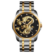 Chinese Fashion Dragon Totem Embossed Stainless Steel Strap Men