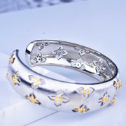 Hand-drawing Craft Lucky Four-leaf Clover Bracelet Female Retro Opening