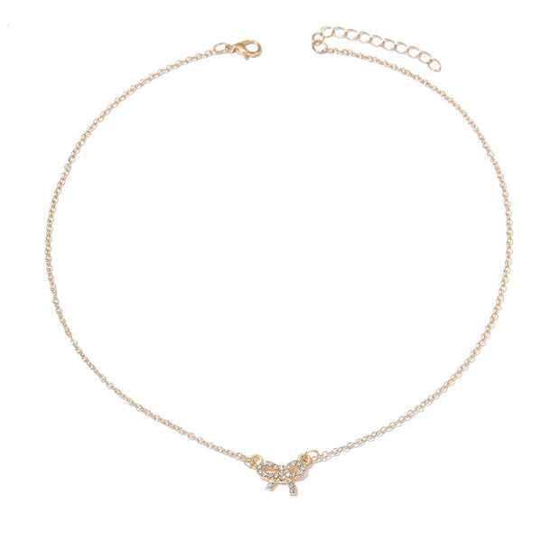 Bow Necklace Women's Diamond Fashion Short Necklace Bracelet