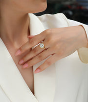 Time Foam - A Diamond Wedding Ring Set With Top-quality Round Moissanite S925 In Silver And Gold-plated. The Ring Can Be Inspected With A Diamond Pen