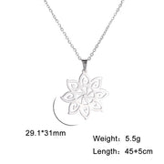 Stainless Steel Eight-petal Flower Necklace Ear Hook Set