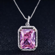 High-end Luxury Elegant Princess Rectangular Zircon Necklace
