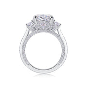 Crown Of Radiance - Set With Top-quality Egg-shaped Moissanite S925 Silver And Platinum-plated Diamond Wedding Ring. The Ring Can Be Inspected With A Diamond Pen