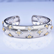 Hand-drawing Craft Lucky Four-leaf Clover Bracelet Female Retro Opening