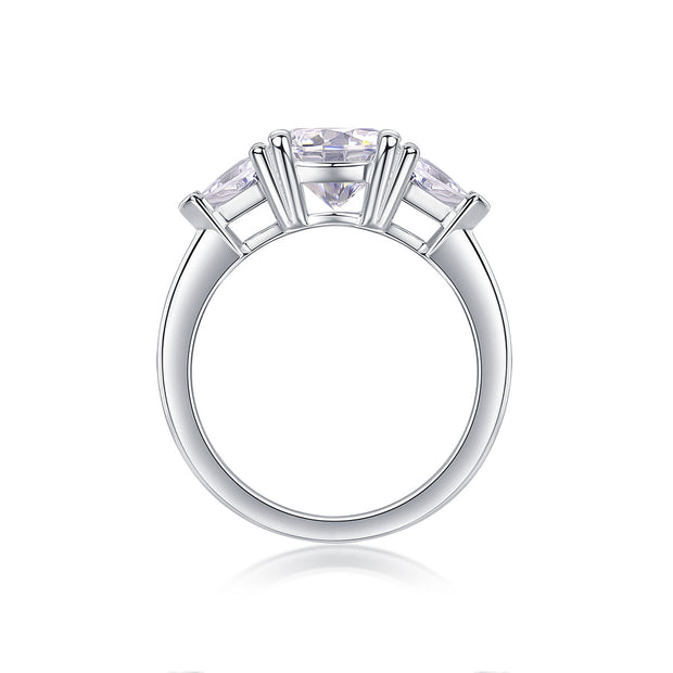 Ocean Diamond - Set With 2-carat Top-quality Moissanite S925 Silver And Gold-plated Diamond Wedding Ring. The Ring Can Be Inspected With A Diamond Pen