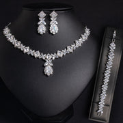 European And American Zircon Necklace Earring Bracelet Wedding Dress Bridal Three-piece Set