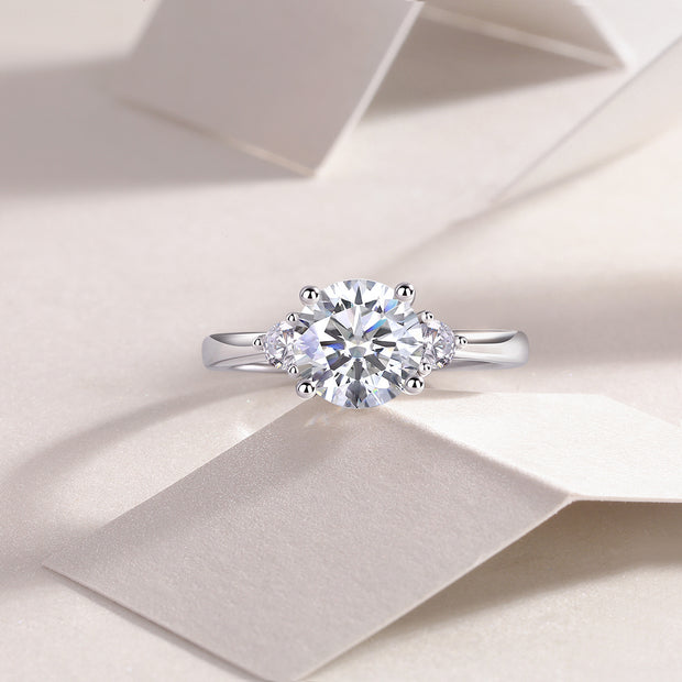 Starry Night Brilliance - A Wedding Ring Set With 2-carat Top-quality Moissanite S925 Silver And Gold-plated Diamond Can Be Tested With A Diamond Pen