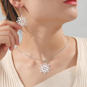Stainless Steel Eight-petal Flower Necklace Ear Hook Set