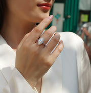 Heartbeat Mirror - A Wedding Ring Set With Top-quality Moissanite S925 In Silver And Platinum-plated. The Ring Can Be Inspected With A Diamond Pen