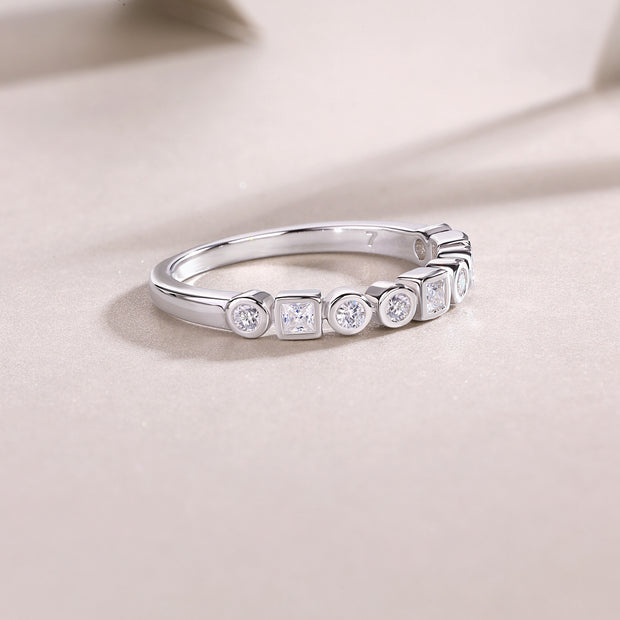 Always By Your Side - A Wedding Ring Set With Top-quality Moissanite S925, Silver And Platinum-plated. The Ring Can Be Tested With A Diamond Pen In Gold And Rose Gold
