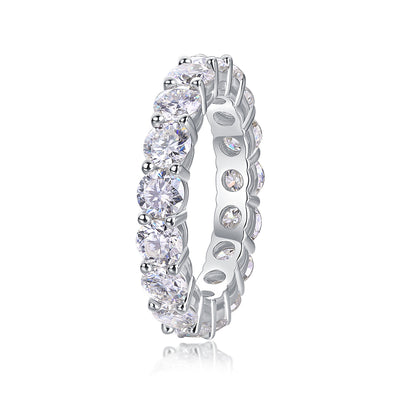 Starlight - Set With Top-quality Moissanite S925, Silver And Platinum-plated Diamond Wedding Ring. The Ring Can Be Tested With A Diamond Pen In Yellow Gold And Rose Gold