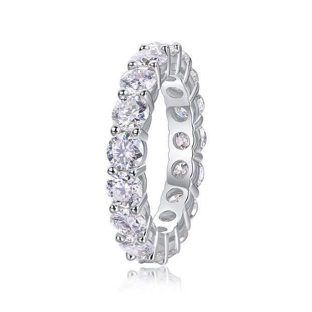 Starlight - Set With Top-quality Moissanite S925, Silver And Platinum-plated Diamond Wedding Ring. The Ring Can Be Tested With A Diamond Pen In Yellow Gold And Rose Gold