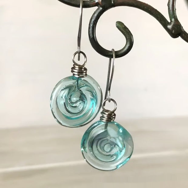 Recycling Glass Spiral Earrings