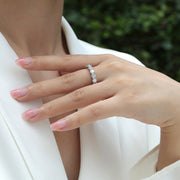 Starlight - Set With Top-quality Moissanite S925, Silver And Platinum-plated Diamond Wedding Ring. The Ring Can Be Tested With A Diamond Pen In Yellow Gold And Rose Gold