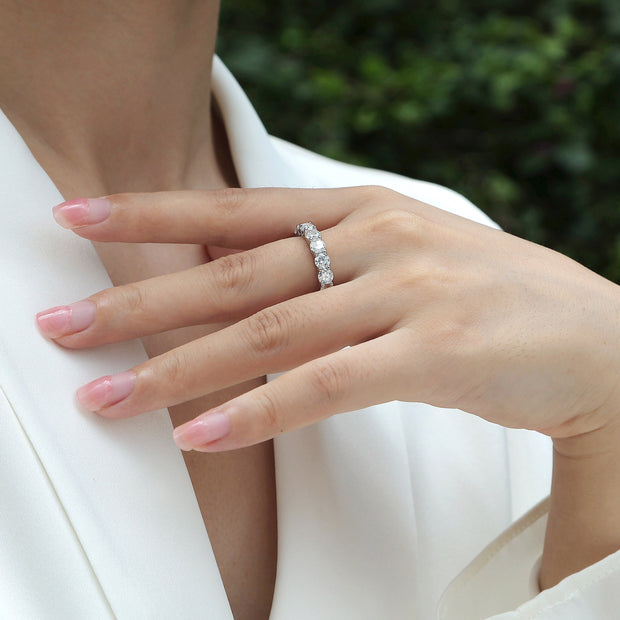 Starlight - Set With Top-quality Moissanite S925, Silver And Platinum-plated Diamond Wedding Ring. The Ring Can Be Tested With A Diamond Pen In Yellow Gold And Rose Gold