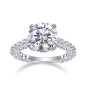 Affectionate And Tender - A 5-carat S925 Silver Diamond Wedding Ring Set With Top-quality Moissanite And Platinum Plating. The Ring Can Be Inspected With A Diamond Pen