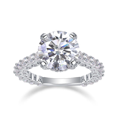 Affectionate And Tender - A 5-carat S925 Silver Diamond Wedding Ring Set With Top-quality Moissanite And Platinum Plating. The Ring Can Be Inspected With A Diamond Pen