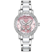 Butterfly Diamond-encrusted Luxury Women's Watch With Calendar And Steel Strap