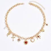 Cross Pendant Fashion Exaggerating Heart-shapaed Necklace Bracelet