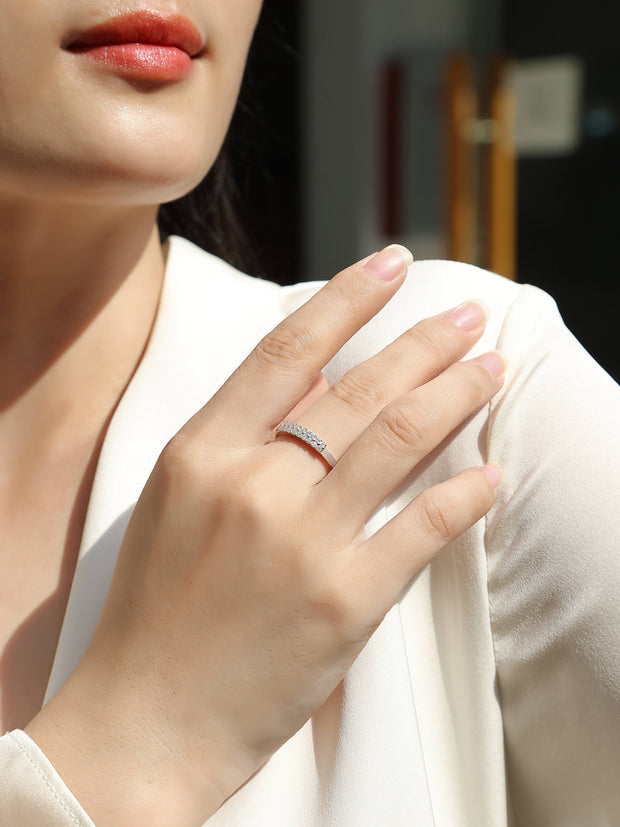 Innocent - Set With Top-quality Moissanite S925 Silver And Platinum-plated Diamond Wedding Ring. The Ring Can Be Tested With A Diamond Pen In Yellow Gold And Rose Gold