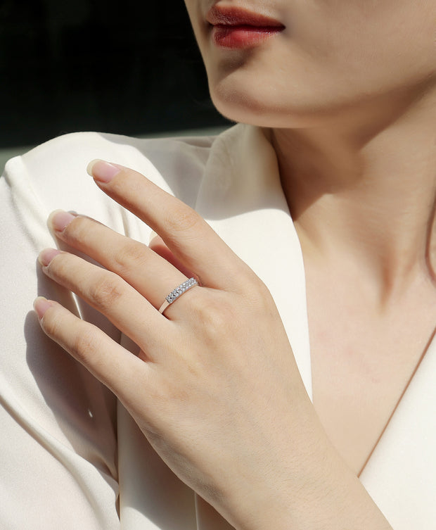 Innocent - Set With Top-quality Moissanite S925 Silver And Platinum-plated Diamond Wedding Ring. The Ring Can Be Tested With A Diamond Pen In Yellow Gold And Rose Gold