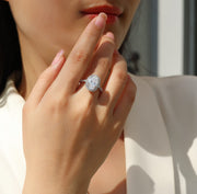 Moonlight Pupil - A Wedding Ring Set With Top-quality Egg-shaped Moissanite S925 Silver And Platinum-plated Diamond. The Ring Can Be Inspected With A Diamond Pen