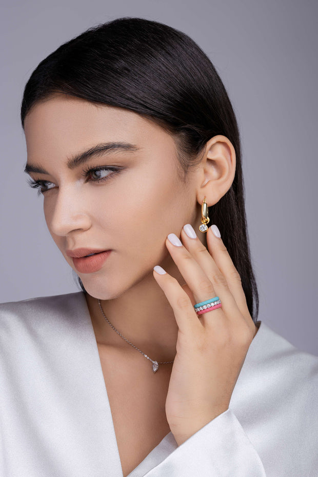 Dreamy Halo - A Wedding Ring Set With Top-quality Moissanite S925 Silver And Platinum-plated Diamond. The Ring Can Be Inspected With A Diamond Pen