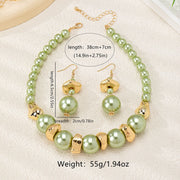 Design Style High Sense Pearl Necklace Ear Stud Three-piece Set For Women