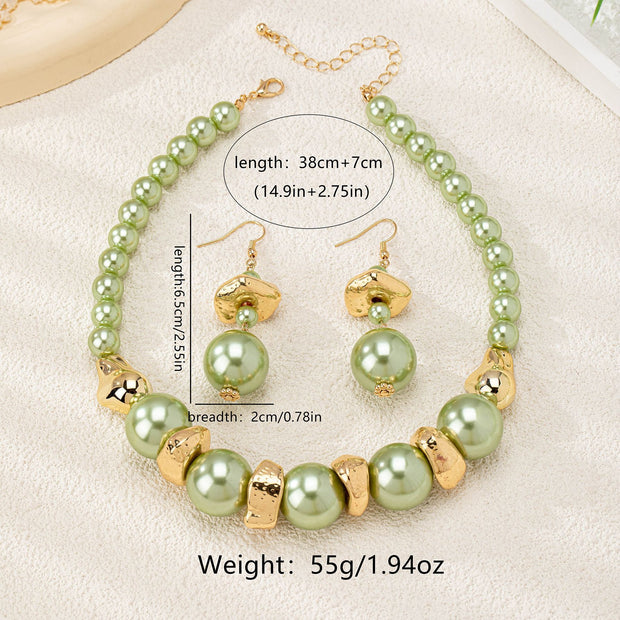 Design Style High Sense Pearl Necklace Ear Stud Three-piece Set For Women