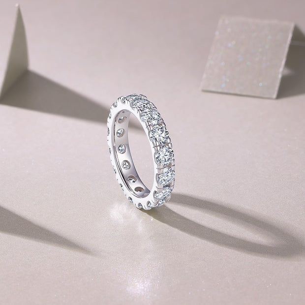 Yearning - A Wedding Ring Set With 0.3-carat Top-quality Moissanite S925 Silver And Platinum-plated Diamond. The Ring Can Be Inspected With A Diamond Pen