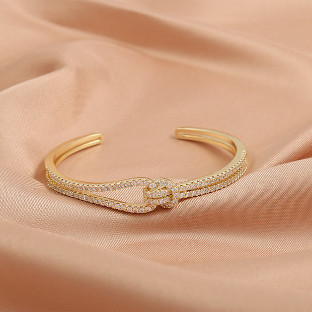 Zircon Opening Bracelet Female Two-piece Set
