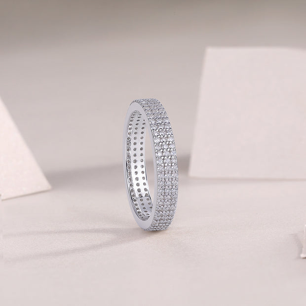 Light Up The Time - A Wedding Ring Set With Top-quality Moissanite S925 Silver And Platinum-plated Diamond Can Be Tested With A Diamond Pen