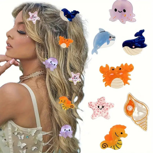 Colorful Marine Small Animal Grip Shell Bang Clip