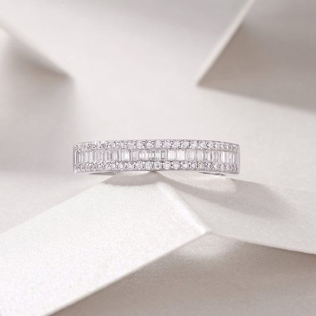 A Beautiful Moment - A Wedding Ring Set With Top-quality Moissanite S925 Silver And Platinum-plated Diamond Can Be Tested With A Diamond Pen