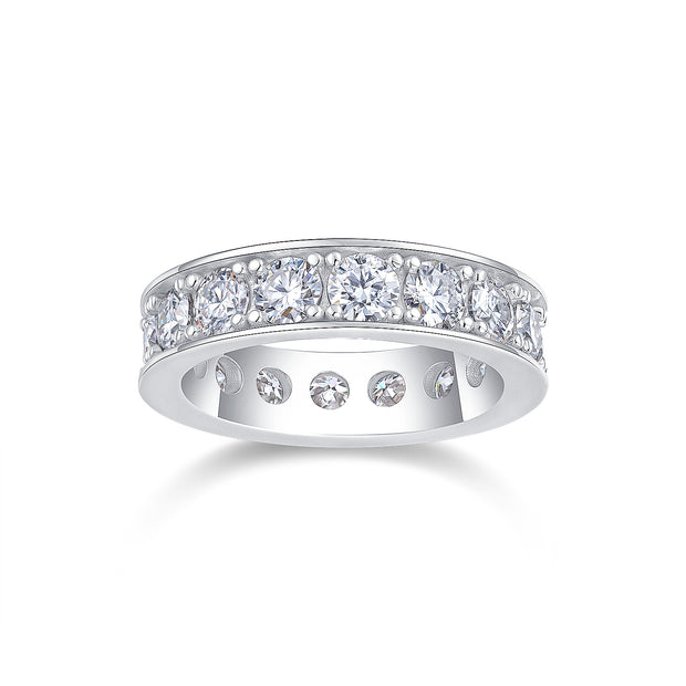 Flowing Cloud Passion - A Wedding Ring Set With 0.3-carat Top-quality Moissanite S925 Silver And Platinum-plated Diamond. The Ring Can Be Inspected With A Diamond Pen