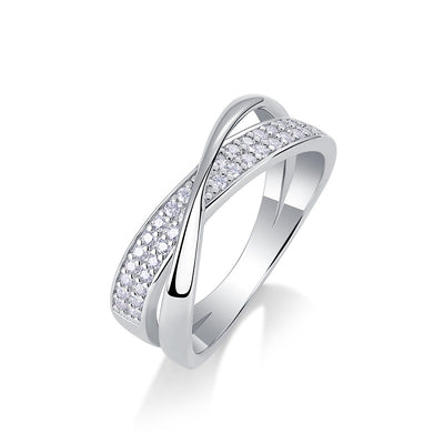 Dexterous Encircle - Set With Top-quality Moissanite S925 Silver And Platinum-plated Diamond Wedding Ring. The Ring Can Be Inspected With A Diamond Pen