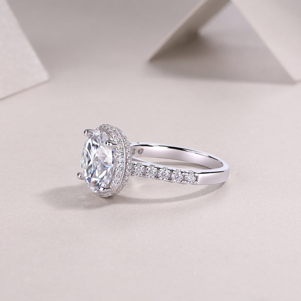 Starry Sky - A Wedding Ring Set With Top-quality 5-carat Moissanite S925 Silver And Platinum-plated Diamond. The Ring Can Be Inspected With A Diamond Pen