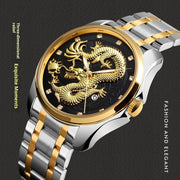 Chinese Fashion Dragon Totem Embossed Stainless Steel Strap Men
