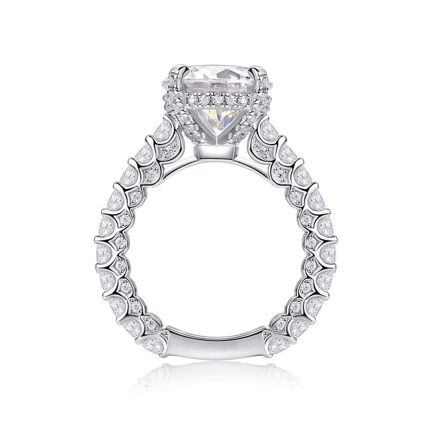 Affectionate And Tender - A 5-carat S925 Silver Diamond Wedding Ring Set With Top-quality Moissanite And Platinum Plating. The Ring Can Be Inspected With A Diamond Pen