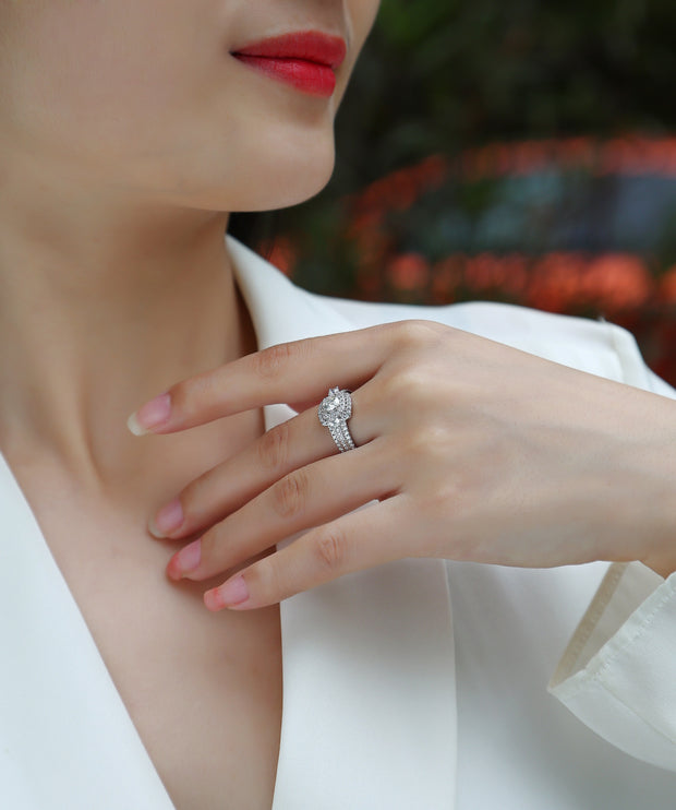 Afternoon Gobi - A Wedding Ring Set With 0.5-carat Top-quality Moissanite S925 Silver And Gold-plated Diamond Can Be Inspected With A Diamond Pen