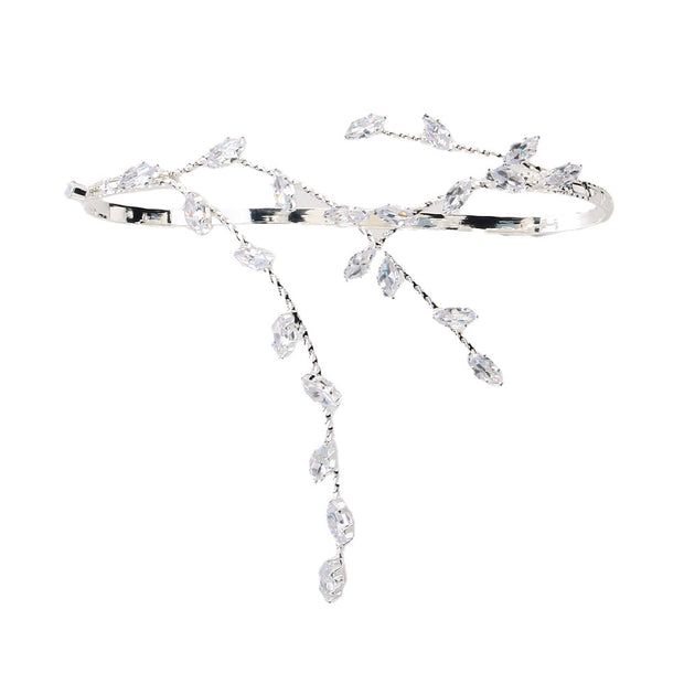 Female Geometric Heavy Industry Inlaid Zircon Leaf Bracelet