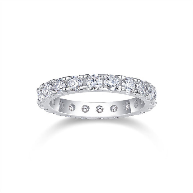 Spring Breeze For Ten Miles - A Wedding Ring Set With 0.1-carat Top-quality Moissanite S925 Silver And Platinum-plated Diamond Can Be Inspected With A Diamond Pen
