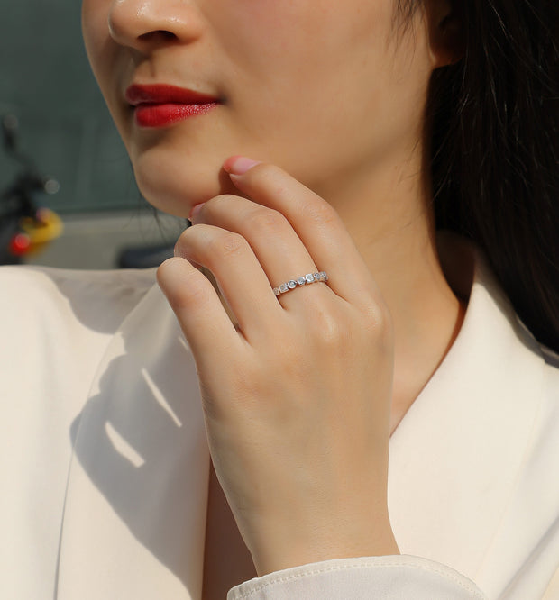 Always By Your Side - A Wedding Ring Set With Top-quality Moissanite S925, Silver And Platinum-plated. The Ring Can Be Tested With A Diamond Pen In Gold And Rose Gold