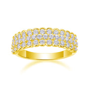 Poetic - A Wedding Ring Set With Top-quality Moissanite S925 Silver And Platinum-plated Diamond Can Be Tested With A Diamond Pen. The Ring Is In Yellow Gold And Rose Gold