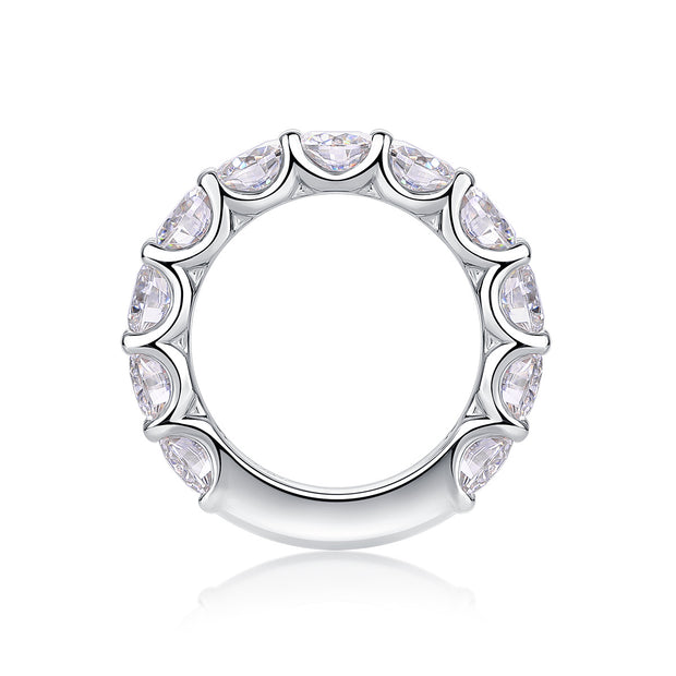 Dazzling Moment - A Wedding Ring Set With Top-quality Round 5.0 Moissanite S925 Silver And Platinum-plated Diamond. The Ring Can Be Inspected With A Diamond Pen