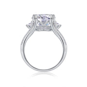 Elegant Radiance - A 5-carat Top-quality Moissanite S925 Silver Diamond Wedding Ring With Gold Plating. The Ring Can Be Inspected With A Diamond Pen