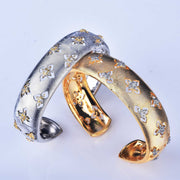 Hand-drawing Craft Lucky Four-leaf Clover Bracelet Female Retro Opening